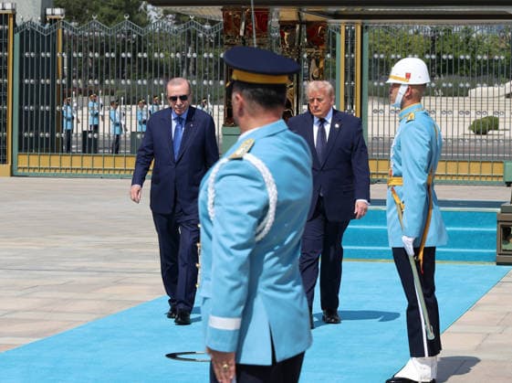 Turkish President Erdogan welcomes US President Trump with official ceremony in Ankara ANKARA, TURKIYE - JULY 7: (----EDITORIAL USE ONLY MANDATORY CREDIT - TURKISH PRESIDENCY MURAT CETINMUHURDAR HANDOUT - NO MARKETING NO ADVERTISING CAMPAIGNS - DISTRIBUTED AS A SERVICE TO CLIENTS----) Turkish President Recep Tayyip Erdogan (L) welcomes US President Donald Trump (2nd R), who is paying an official visit to Turkiye ahead of the 36th NATO Heads of State and Government Summit in Ankara, with an official ceremony at the Presidential Complex in Ankara, Turkiye on July 7, 2026. Turkish Presidency Murat Cetinmuhurdar Handout Anadolu Ankara Turkey. Editorial use only. Please get in touch for any other usage.  Copyright: x2026xAnadoluxTurkishxPresidencyx xMuratxCetinmuhurdarx xHandoutx