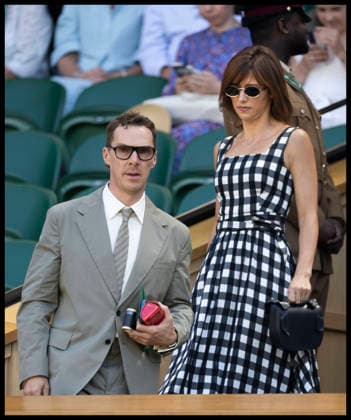 . 07 07 2026. London, United Kingdom. Benedict Cumberbatch and Sophie Hunter arriving in the Royal Box on day nine of the Wimbledon Tennis Championships in London.  xStephenxLockx xi-Imagesx IIM-26890-0034