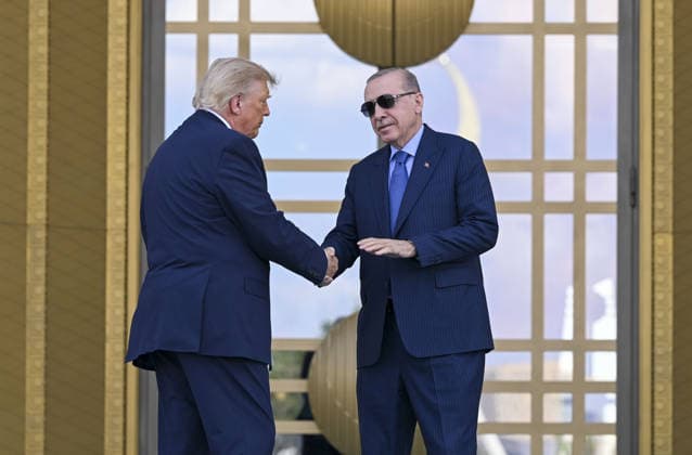 Turkish President Erdogan welcomes US President Trump with official ceremony in Ankara ANKARA, TURKIYE - JULY 7: Turkish President Recep Tayyip Erdogan welcomes US President Donald Trump, who is paying an official visit to Turkiye ahead of the 36th NATO Heads of State and Government Summit in Ankara, with an official ceremony at the Presidential Complex in Ankara, Turkiye on July 7, 2026. Utku Ucrak Anadolu Ankara Turkey. Editorial use only. Please get in touch for any other usage.  Copyright: x2026xAnadoluxUtkuxUcrakx