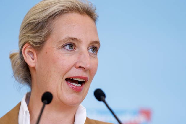 Statement AfD Alice Weidel (AfD), bei einem Statement der AfD am 07.07.26 in Berlin. Berlin Berlin Deutschland Reichstag *** Statement by AfD s Alice Weidel, during an AfD press conference on July 7, 2026, in Berlin, Berlin, Berlin, Germany, at the Reichstag
