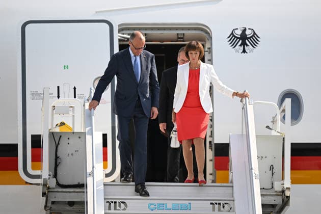 German Chancellor Friedrich Merz arrives Ankara for 36th NATO Summit ANKARA, TURKIYE - JULY 7: German Chancellor Friedrich Merz and his wife Charlotte Merz arrive at Ankara Airport for the 36th NATO Summit in Ankara, Turkiye on July 7, 2026. Muhammed Abdullah Kurtar Anadolu Ankara Turkey. Editorial use only. Please get in touch for any other usage.  Copyright: x2026xAnadoluxMuhammedxAbdullahxKurtarx