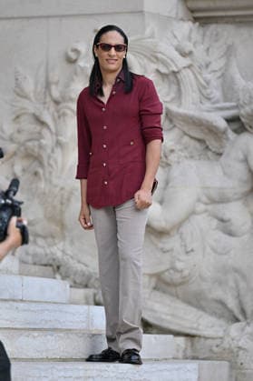 PFW Haute Couture Chanel Outside Arrivals JR Imane Khelif arriving at the Chanel show during Haute Couture Fashion Week in Paris, France, on 7 July 2026. Photo by Julien Reynaud APS-Medias ABACAPRESS.COM Paris France  Copyright: xReynaudxJulien APS-Medias ABACAx