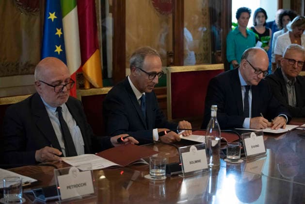 Rome, Italy. 07th july 2026. Press Conference for the 80th Strega Prize 2026. Rome, Italy. 07th july 2026. Giovanni Solimine, President of the Maria and Goffredo Bellonci Foundation, Giuseppe D Avino, President of Strega Alberti Benevento S.p.A. , Roberto Gualtieri, Mayor of Rome, attend the Press Conference for the 80th Strega Prize 2026. EDITORIAL USE ONLY - NOT FOR COMMERCIAL USE. It may only be used in accordance with the context in which it was taken, and without any intent to defame or cause harm to the individuals depicted. By Using it, you agree to these terms of use., Credit:Diego Nangano Cappello Avalon Italy, Rome  Copyright: xDiegoxNanganoxCappellox xAvalonx 1115031026