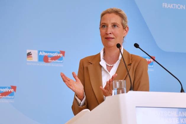 Berlin, Deutschland, 07.07.2026: Deutscher Bundestag: AfD-Fraktionssitzung: Alice Weidel (AfD) gibt ein Pressestatement *** Berlin, Germany, July 7, 2026 German Bundestag AfD caucus meeting Alice Weidel of the AfD issues a press statement Copyright: xdtsxNachrichtenagenturx dts_126691