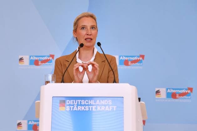 Berlin, Deutschland, 07.07.2026: Deutscher Bundestag: AfD-Fraktionssitzung: Alice Weidel (AfD) gibt ein Pressestatement *** Berlin, Germany, July 7, 2026 German Bundestag AfD caucus meeting Alice Weidel of the AfD issues a press statement Copyright: xdtsxNachrichtenagenturx dts_126692