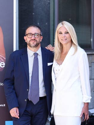 IPA86474524 - Rome, at the Rai Teulada headquarters, presentation of La partita del cuore 2026. Pictured: Pierluigi Biondi, mayor of L Aquila, and Eleonora Daniele  Copyright: xMarcoxProvvisionatox xMarcoxProvvisionatox 86474524