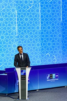 July 7, 2026, Ankara, Turkiye, Turkiye: NATO Secretary General MARK RUTTE, speaks onstage in the plenary hall at the NATO Summit Defence Industry Forum in Ankara. The Forum brought together Allied officials and defence-industry leaders to focus on scaling production, investment, innovation and joint procurement as NATO works towards its 5 percent defence and security investment commitment. Ankara Turkiye - ZUMAo116 20260707_znp_o116_008 Copyright: xBiancaxOterox
