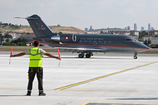 Danish Prime Minister Frederiksen arrives Ankara for 36th NATO Summit ANKARA, TURKIYE - JULY 7: Plane, carrying Danish Prime Minister Mette Frederiksen, arrives at Ankara Airport for the 36th NATO Summit in Ankara, Turkiye on July 7, 2026. Abdullah Guclu Anadolu Ankara Turkey. Editorial use only. Please get in touch for any other usage.  Copyright: x2026xAnadoluxAbdullahxGuclux