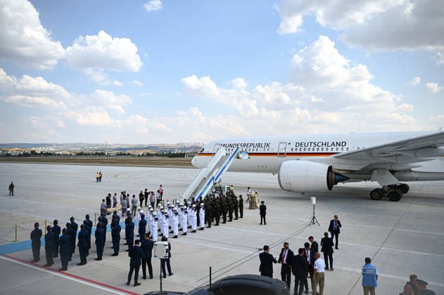 German Chancellor Friedrich Merz arrives Ankara for 36th NATO Summit ANKARA, TURKIYE - JULY 07: German Chancellor Friedrich Merz arrives at Ankara Airport ahead of the 36th NATO Summit in Ankara, Turkiye, on July 7, 2026. Abdullah Guclu Anadolu Ankara Turkey. Editorial use only. Please get in touch for any other usage.  Copyright: x2026xAnadoluxAbdullahxGuclux