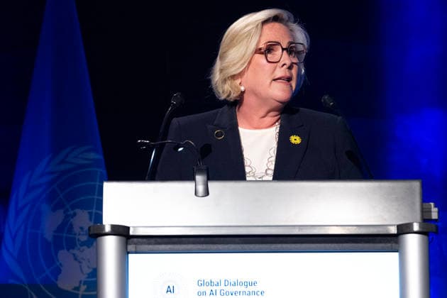 World Summit on Artificial Intelligence Jean Marc Ferré MAXPPP Geneva July 7, 2026 Halla Tomasdottir, President of Iceland, speaks at the World Summit on Artificial Intelligence at Palexpo in Geneva on July 7, 2026. Photo by Jean Marc Ferré MAXPPP Geneva, Geneva, Switzerland  Copyright: xMAXPPPxJeanxMarcxFerréx FRR202607078795 FRR202607078795