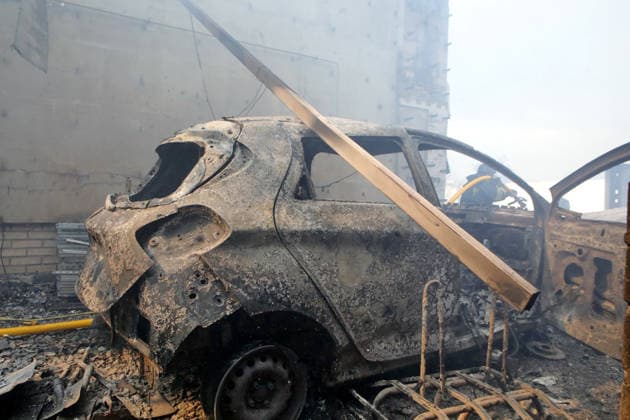 RECORD DATE NOT STATED A car destroyed in a massive combined Russian attack, Vyshneve, Kyiv region, Ukraine, on July 6, 2026. Russian forces launched a large-scale attack on the city and the region using ballistic and cruise missiles, as well as attack drones. Dozens of houses on five streets were destroyed, while warehouses and businesses sustained damage. More than 600 local residents were evacuated due to the detonation of explosive hazards. Six people were killed and at least 26 others were injured, including a nine-month-old baby and a 12-year-old child (Photo by Volodymyr Tarasov Ukrinform) Russian forces strike Zaporizhzhia with two guided bombs  Copyright: xVolodymyrxTarasovx