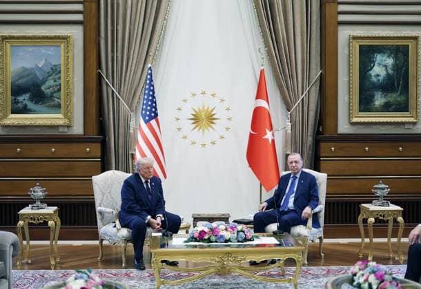 Erdogan meets Trump in Ankara ahead of NATO summit Turkish President Recep Tayyip Erdogan meets U.S. President Donald Trump at the Presidential Complex in Ankara, Turkey, on July 7, 2026. Trump is on an official visit to Turkey ahead of the 36th NATO Heads of State and Government Summit hosted by Turkey. Photo by Turkish presidency apaimages Istanbul Istanbul Turkey 070726_Turkey_TPO_01(1).jpeg Copyright: xapaimagesxTurkishxpresidencyx xapaimagesx