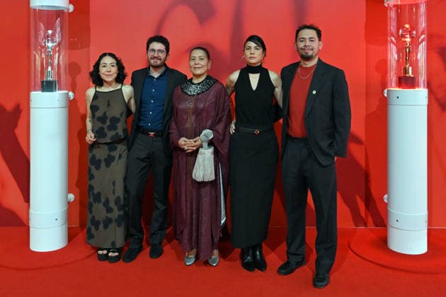 The 60th Karlovy Vary International Film Festival continued on its fifth day, in Karlovy Vary, Czech Republic, on July 7, 2026. A delegation of filmmakers presented the competition film Five Years and Four Months , a co-production between Colombia and the United States. From left: cinematographer Paula Moreno, director Esteban Hoyos Garcia, actress Carmina Martinez, actress Jenny Nava and director Juan Miguel Gelacio. (CTKxPhoto SlavomirxKubes) CTKPhotoP2026070707290  CTKPhotoP2026070707290