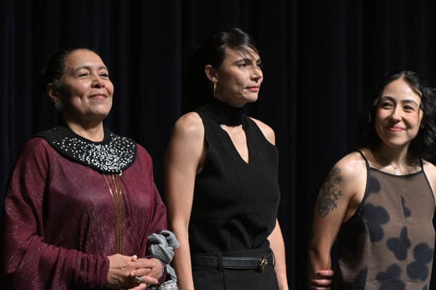 The 60th Karlovy Vary International Film Festival continued on its fifth day, in Karlovy Vary, Czech Republic, on July 7, 2026. A delegation of filmmakers presented the competition film Five Years and Four Months , a co-production between Colombia and the United States. From left: actress Carmina Martinez, actress Jenny Nava and cinematographer Paula Moreno. (CTKxPhoto SlavomirxKubes) CTKPhotoP2026070707310  CTKPhotoP2026070707310