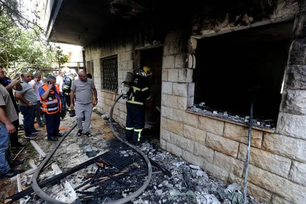 Smoke Rises After House Demolition in Nablus NABLUS, West Bank July 2026: Smoke rises after Israeli forces demolished the home of Palestinian prisoner Hatem al-Zagha in the city of Nablus in the occupied West Bank, July 2026. The demolition was carried out during an Israeli military operation in the city. NABLUS Palestine, State of Copyright: x xNedalxShtiehx xJNAxPressx