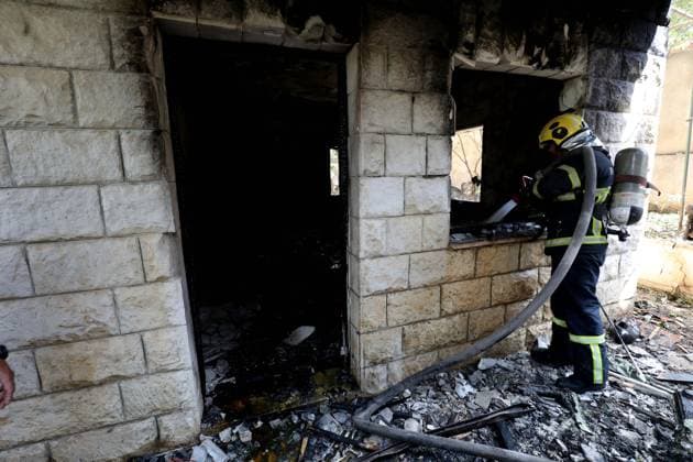 Smoke Rises After House Demolition in Nablus NABLUS, West Bank July 2026: Smoke rises after Israeli forces demolished the home of Palestinian prisoner Hatem al-Zagha in the city of Nablus in the occupied West Bank, July 2026. The demolition was carried out during an Israeli military operation in the city. NABLUS Palestine, State of Copyright: x xNedalxShtiehx xJNAxPressx
