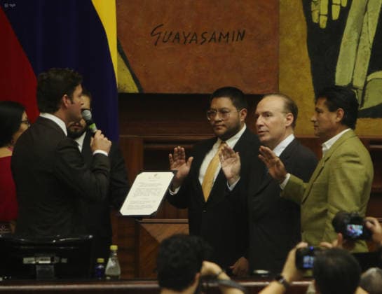 SWEARING-IN OF ALTERNATE MEMBERS OF THE CPCCS Quito, Tuesday, July 7, 2026 Swearing-in of the alternate members of the Council for Citizen Participation during the plenary session of the National Assembly: Jhonny Javier Escobar, Andrés Mendoza, and Roger Vallejo Photos by API Rolando Enriquez Quito, Pichincha, Ecuador POL POSESIONVOCALESSUPLENTESCPCCS 0a557c3babe79caabd6c4ab8955bedeb Copyright: xROLANDO-ENRIQUEZx