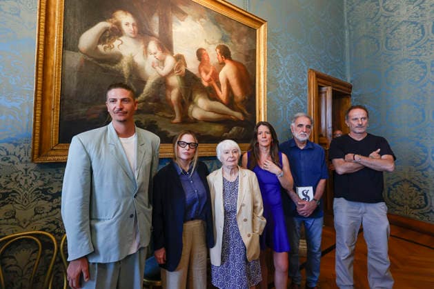 July 7, 2026, Rome, Rome, ITALY: From left, Alcide Pierantozzi, Teresa Ciabatti, Bianca Pitzorno, Elena Rui, Michele Mari, and Matteo Nucci, finalist of the 80th edition of the Strega Prize, during the press conference, Rome, 07 07 2026 Rome ITALY  - ZUMAa289 20260707_zia_a289_121 Copyright: xRiccardoxDexLucax