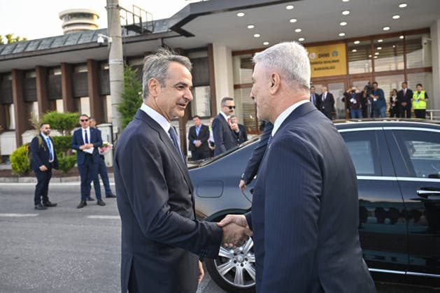 Greek Prime Minister Mitsotakis arrives in Ankara for 36th NATO Summit ANKARA, TURKIYE - JULY 7: Greek Prime Minister Kyriakos Mitsotakis is welcomed by Turkish Trade Minister Omer Bolat after arriving at Esenboga Airport ahead of the 36th NATO Heads of State and Government Summit in Ankara, Turkiye, on July 7, 2026 Ismail Kaplan Anadolu Ankara Turkey. Editorial use only. Please get in touch for any other usage.  Copyright: x2026xAnadoluxIsmailxKaplanx