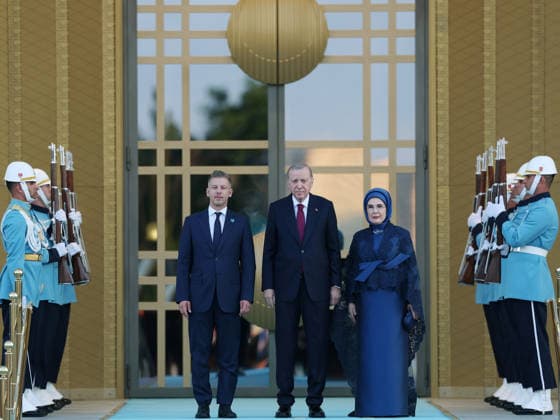 36th NATO Summit in Ankara ANKARA, TURKIYE - JULY 7: (----EDITORIAL USE ONLY MANDATORY CREDIT - TURKISH PRESIDENCY MURAT KULA HANDOUT - NO MARKETING NO ADVERTISING CAMPAIGNS - DISTRIBUTED AS A SERVICE TO CLIENTS----) Turkish President Recep Tayyip Erdogan and his wife Emine Erdogan welcome Hungarian Prime Minister Peter Magyar during a reception hosted in honor of heads of state, heads of government and their spouses attending the 36th NATO Summit at the Presidential Complex in Ankara, Turkiye on July 7, 2026. TUR Presidency Murat Kula Anadolu Ankara Turkey. Editorial use only. Please get in touch for any other usage.  Copyright: x2026xAnadoluxTURxPresidencyx xMuratxKulax