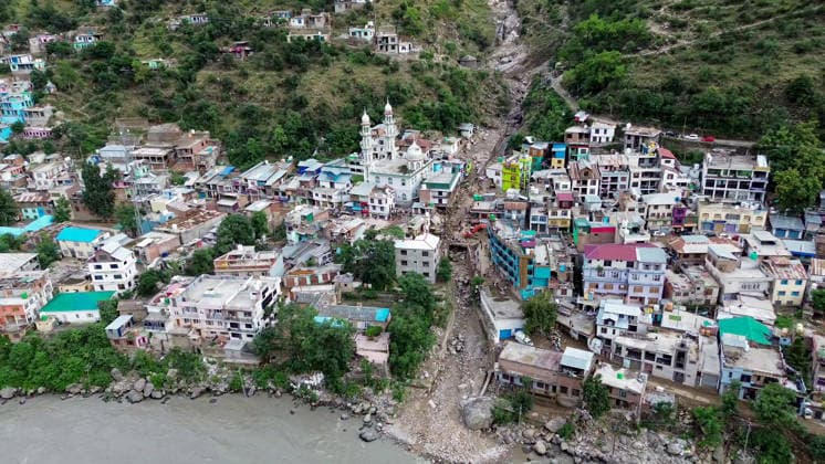 RECORD DATE NOT STATED A view of damaged residential houses due to a flash flood triggered by a cloudburst Doda Jammu & Kashmir , Jul 07 (ANI): A view of damaged residential houses due to a flash flood triggered by a cloudburst, in Doda on Tuesday. (ANI Video Grab) Doda Jammu and Kashmir India Copyright: xANIx ANI_20260707562