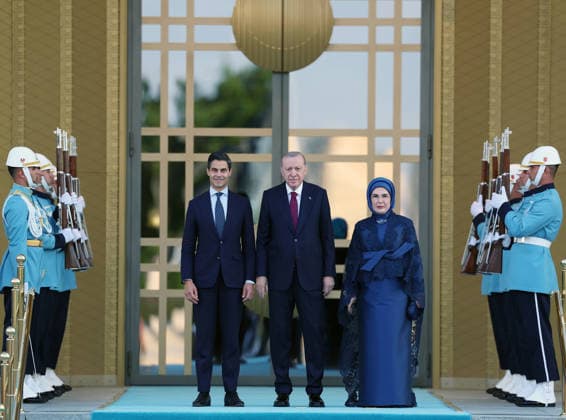 NATO Ankara Summit ANKARA, TURKIYE - JULY 7: (----EDITORIAL USE ONLY - MANDATORY CREDIT - TURKISH PRESIDENCY MURAT KULA HANDOUT - NO MARKETING NO ADVERTISING CAMPAIGNS - DISTRIBUTED AS A SERVICE TO CLIENTS----) Turkish President Recep Tayyip Erdogan and his wife Emine Erdogan welcome Dutch Prime Minister Rob Jetten during a reception hosted for heads of state and government attending the 36th NATO Summit and their spouses at the Presidential Complex in Ankara, Turkiye, on July 7, 2026. Turkish Presidency Murat Kula Handout Anadolu Ankara Turkey. Editorial use only. Please get in touch for any other usage.  Copyright: x2026xAnadoluxTurkishxPresidencyx xMuratxKulax xHandoutx