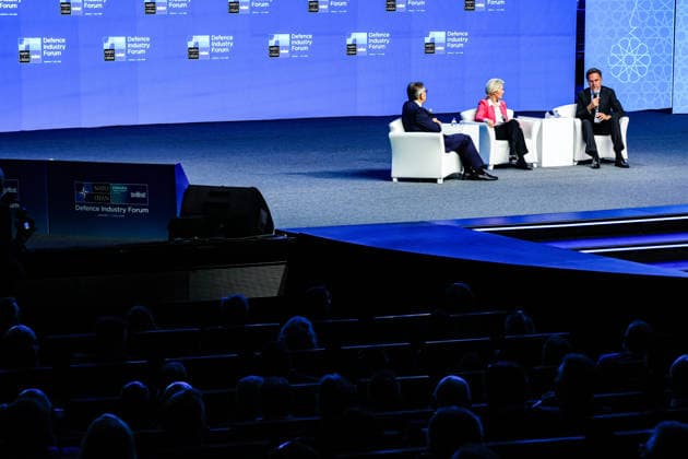 July 7, 2026, Ankara, Turkiye, Turkiye: European Commission President URSULA VON DER LEYEN (C) and NATO Secretary General MARK RUTTE (R) take part in a panel discussion titled Ã¢â‚¬oeThe Capability Challenge: A NATO-EU ConversationÃ¢â‚¬Â during the NATO Summit Defence Industry Forum at the ATO Congresium in Ankara. The session focused on closer NATO-European Union coordination, joint procurement and efforts to expand defence industrial production. Ankara Turkiye  - ZUMAo116 20260707_znp_o116_061 Copyright: xBiancaxOterox