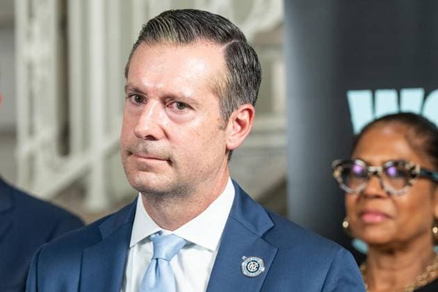July 7, 2026, Bronx, New York, USA: NYCFC CEO Brad Sims attends announcement the Gotham FC will play at Etihad Park stadium beginning in 2028 at City Hall press briefing in New York, NY on July 7, 2026. Bronx USA  - ZUMAr339 20260707_znp_r339_021 Copyright: xLevxRadinx