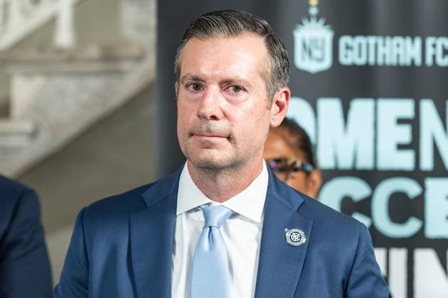 July 7, 2026, Bronx, New York, USA: NYCFC CEO Brad Sims attends announcement the Gotham FC will play at Etihad Park stadium beginning in 2028 at City Hall press briefing in New York, NY on July 7, 2026. Bronx USA  - ZUMAr339 20260707_znp_r339_023 Copyright: xLevxRadinx
