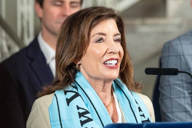 July 7, 2026, Bronx, New York, USA: Governor Kathy Hochul speaks during announcement the Gotham FC will play at Etihad Park stadium beginning in 2028 at City Hall press briefing in New York, NY on July 7, 2026. Bronx USA  - ZUMAr339 20260707_znp_r339_025 Copyright: xLevxRadinx