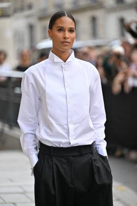 PFW Haute Couture Armani Prive Outside Arrivals JR Cindy Bruna arriving at the Armani Prive show during Haute Couture Fashion Week in Paris, France, on 7 July 2026. Photo by Julien Reynaud APS-Medias ABACAPRESS.COM Paris France  Copyright: xReynaudxJulien APS-Medias ABACAx
