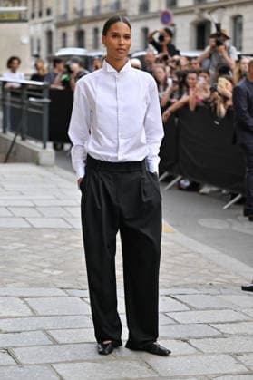 PFW Haute Couture Armani Prive Outside Arrivals JR Cindy Bruna arriving at the Armani Prive show during Haute Couture Fashion Week in Paris, France, on 7 July 2026. Photo by Julien Reynaud APS-Medias ABACAPRESS.COM Paris France  Copyright: xReynaudxJulien APS-Medias ABACAx