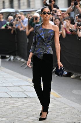 PFW Haute Couture Armani Prive Outside Arrivals JR Laura Harrier arriving at the Armani Prive show during Haute Couture Fashion Week in Paris, France, on 7 July 2026. Photo by Julien Reynaud APS-Medias ABACAPRESS.COM Paris France  Copyright: xReynaudxJulien APS-Medias ABACAx