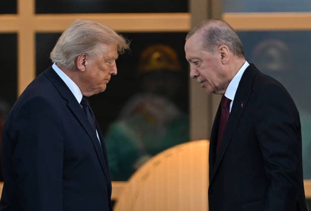 NATO Ankara Summit ANKARA, TURKIYE - JULY 7: Turkish President Recep Tayyip Erdogan and his wife Emine Erdogan welcome US President Donald Trump during a reception hosted for heads of state and government attending the 36th NATO Summit and their spouses at the Presidential Complex in Ankara, Turkiye, on July 7, 2026. Mehmet Ali Ozcan Anadolu Ankara Turkey. Editorial use only. Please get in touch for any other usage.  Copyright: x2026xAnadoluxMehmetxAlixOzcanx