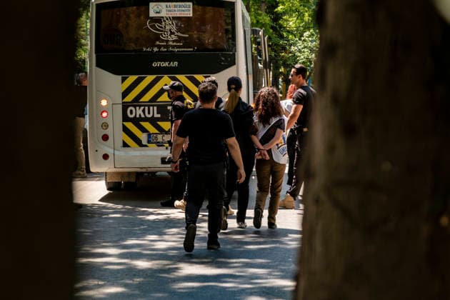 Anti NATO Demonstration Ankara Turkey July 7 Police officers detain two women during an anti-NATO protest in Ankara, Turkey, on July 7, 2026. Ankara is hosting the NATO Summit on July 7-8, bringing together heads of state and government from numerous member countries. As security measures were intensified across the capital, police dispersed the demonstration, detained numerous protesters, and restricted access for journalists. Ankara Ankara Turkey Copyright: xMuratxKocabasx