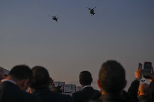NATO Summit Defense Industry Forum reception in Ankara ANKARA, TURKIYE - JULY 7: Turkish national aircraft and unmanned aerial vehicles including HURJET, HURKUS-II, ANKA III, GOKBEY, ATAK, Bayraktar AKINCI, Bayraktar TB3, ANKA, and AKSUNGUR perform demonstration flights during the NATO Summit Defense Industry Forum 2026 Reception hosted by Turkiye’s Defense Industries Secretary Haluk Gorgun at the Turkish Aerospace Industries (TAI) facilities in Ankara, Turkiye, on July 7, 2026. Ismail Aslandag Anadolu Ankara Turkey. Editorial use only. Please get in touch for any other usage.  Copyright: x2026xAnadoluxIsmailxAslandagx