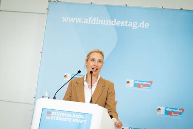 AfD, Alice Weidel Bundestag, Bundestagsfraktion, AfD, Pressestatement, Vorsitzende, Bundessprecherin, Alice Weidel Berlin Berlin GER *** AfD, Alice Weidel, Bundestag, Bundestag parliamentary group, AfD, press statement, chairwoman, federal spokesperson, Alice Weidel, Berlin, Berlin, GER