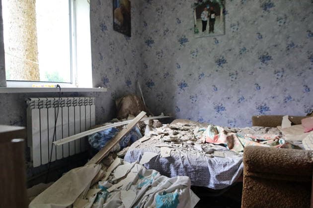 RECORD DATE NOT STATED A room inside a residential building damaged in a massive combined Russian attack, Vyshneve, Kyiv region, Ukraine, on July 6, 2026. Russian forces launched a large-scale attack on the city and the region using ballistic and cruise missiles, as well as attack drones. Dozens of houses on five streets were destroyed, while warehouses and businesses sustained damage. More than 600 local residents were evacuated due to the detonation of explosive hazards (Photo by Volodymyr Tarasov Ukrinform) Russian forces strike Zaporizhzhia with two guided bombs  Copyright: xVolodymyrxTarasovx