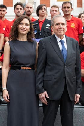 Tribute From The Community Of Madrid To The Venezuelan People Following The Earthquakes the President of the Community of Madrid, Isabel Diaz Ayuso, and the President-elect of Venezuela, Edmundo Gonzalez Urrutia, attend the tribute organised by the Community of Madrid following the earthquakes in Venezuela, at the Puerta del Sol, on 7 July 2026, in Madrid, Spain. Copyright: xx photo01676