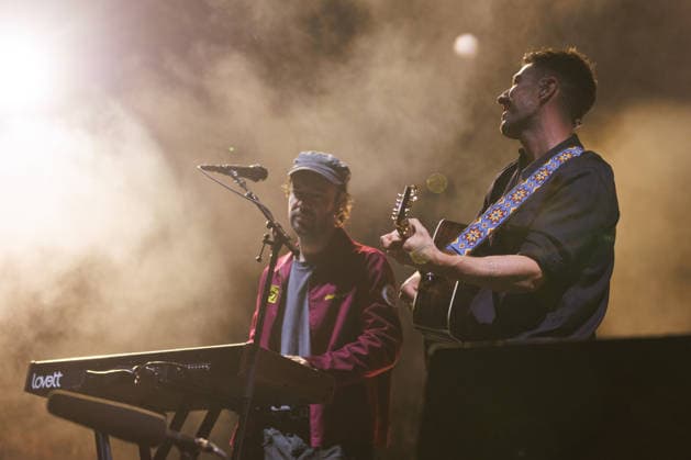 IPA86487478 - Ben Lovett (L) and Marcus Mumford (R), members of the band Mumford &amp; Sons, perform as part of the Prizefighter Tour at Rock in Roma on July 7, 2026, at the Ippodromo delle Capannelle in Rome, Italy.  Copyright: xEmanuelaxVertolli LiveMediax xx 86487478
