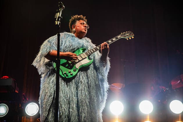 Alabama Shake live at Lucca Summer festival in Lucca, Italy - 07 Jul 2026 Singer Brittany Howard of Alabama Shake performs live on stage during a concert. The celebrated American band Alabama Shake performed on stage in Piazza Napoleone in Lucca, marking the highly anticipated only Italian date of their world tour. The concert marks their historic return to the country after a ten-year absence, celebrating the official reunion of founding members Brittany Howard, Heath Fogg, and Zac Cockrell. Lucca Italy Copyright: xCarloxVerganix xSOPAxImagesx ALABAMASHAKE26(25)