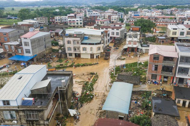 NANNING, CHINA - JULY 07: Mud covers the streets of Linjiang Village on July 7, 2026 in Hengzhou, Nanning, Guangxi Zhuang Autonomous Region of China. Recent extreme rainstorms triggered by Typhoon Maysak, the 10th typhoon of the year, have caused severe flooding in parts of south China s Guangxi Zhuang Autonomous Region.  Copyright: xVCGx 111652981411