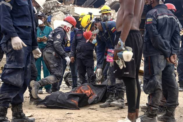 Aftermath of the Earthquake in Caraballeda, La Guaira, Venezuela CARABALLEDA, LA GUAIRA, VENEZUELA JULY 7, 2026: Rescue and forensic teams continue recovery operations in the aftermath of the devastating earthquakes that struck Venezuela s Caribbean coast, retrieving victims from the rubble of collapsed buildings in Caraballeda, La Guaira state. Authorities say the earthquakes have killed at least 3,685 people, injured more than 16,700, left thousands missing, and displaced nearly 18,000 residents, as search and recovery efforts continue in some of the hardest-hit areas. EDITOR S NOTE: Images show covered bodies during recovery operations. CARABALLEDA Venezuela (Bolivarian Republic of) Copyright: x xLauraxdexChiclanax xJNAxPressx