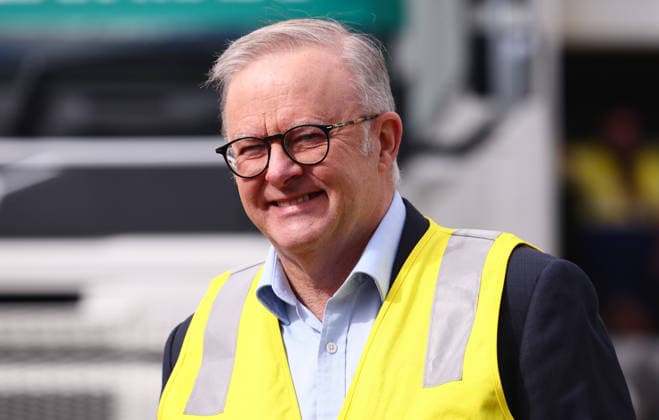 VOLVO HEAVY-DUTY TRUCKS, Prime Minister Anthony Albanese at Volvo™s Australia National Headquarters in Wacol, Brisbane, Wednesday, July 8, 2026. Volvo Australia will show off the first heavy-duty electric trucks built in Brisbane. ( NO ARCHIVING Brisbane QUEENSLAND AUSTRALIA  Copyright: xx 20260708175245719797