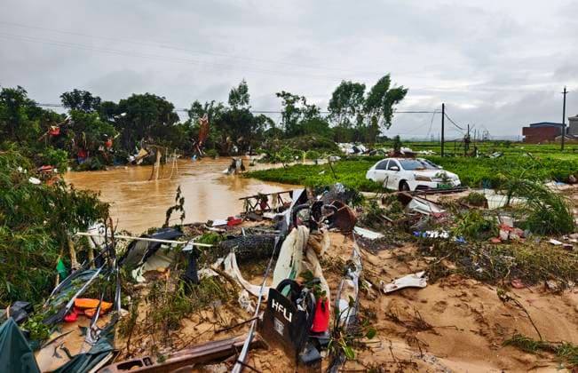 NANNING, CHINA - JULY 07: A general view shows the aftermath of floods caused by Typhoon Maysak on July 7, 2026 in Hengzhou, Nanning, Guangxi Zhuang Autonomous Region of China. Recent extreme rainstorms triggered by Typhoon Maysak, the 10th typhoon of the year, have caused severe flooding in parts of south China s Guangxi Zhuang Autonomous Region.  Copyright: xVCGx 111652835002