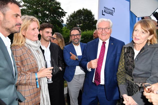 RECORD DATE NOT STATED FEST DER PRODUKTIONSALLIANZ - Berlin Maria Furtwaengler, Adnan Maral, Frank-Walter Steinmeier (Bundespräsident) mit Ehefrau Elke Büdenbender beim FEST DER PRODUKTIONSALLIANZ der Allianz Deutscher Produzenten - Film & Fernsehen e.V. (Produktionsallianz) im Tipi am Kanzleramt in Berlin am 07.07.2026 *** PRODUCTION ALLIANCE GALA Berlin Maria Furtwängler, Adnan Maral, Frank Walter Steinmeier, Federal President, with his wife Elke Büdenbender at the PRODUCTION ALLIANCE CELEBRATION hosted by the Alliance of German Film and Television Producers e.V. (Produktionsallianz) at the Tipi am Kanzleramt in Berlin on July 7, 2026 Copyright: xEventpressxBerndtx