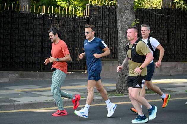 French President Macron goes for morning jog in Ankara ANKARA, TURKIYE - JULY 08: French President Emmanuel Macron goes for a morning jog in Ankara, Turkiye, where he arrived for the 36th NATO Heads of State and Government Summit on July 08, 2026. Gokhan Balci Anadolu Ankara Turkey. Editorial use only. Please get in touch for any other usage.  Copyright: x2026xAnadoluxGokhanxBalcix