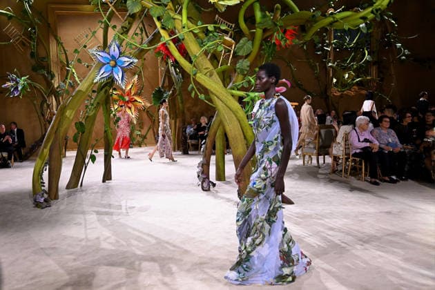 PFW - Chanel Runway A model walks the runway during the Chanel Haute Couture Fall Winter 2026 2027 show as part of Paris Fashion Week on July 07, 2026 in Paris, France. Photo by Franck Castel ABACAPRESS.COM Paris France  Copyright: xCastelxFranck ABACAx