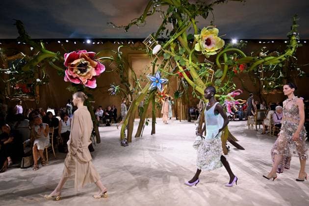 PFW - Chanel Runway A model walks the runway during the Chanel Haute Couture Fall Winter 2026 2027 show as part of Paris Fashion Week on July 07, 2026 in Paris, France. Photo by Franck Castel ABACAPRESS.COM Paris France  Copyright: xCastelxFranck ABACAx