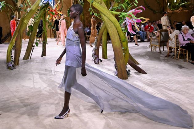 PFW - Chanel Runway A model walks the runway during the Chanel Haute Couture Fall Winter 2026 2027 show as part of Paris Fashion Week on July 07, 2026 in Paris, France. Photo by Franck Castel ABACAPRESS.COM Paris France  Copyright: xCastelxFranck ABACAx